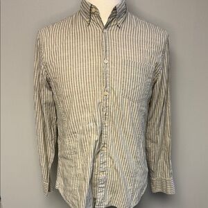 John Varvatos Star USA Linen Cotton Stripe Button-Up Shirt Sz S